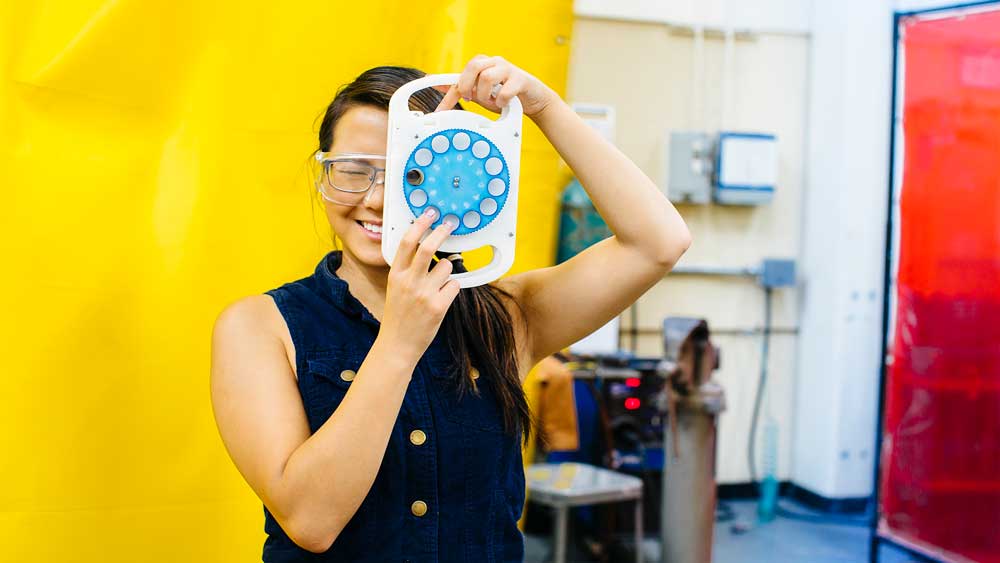 UC Davis Biomedical Engineering Student Rose Hong Truong with her Vision Correction Tool