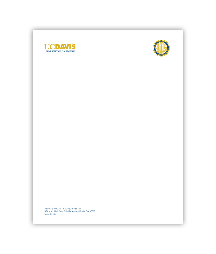 Letterhead featuring the extended wordmark with seal is shown