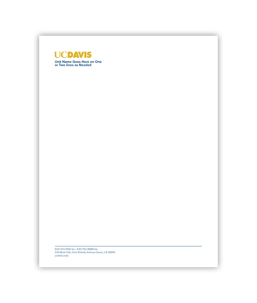 Letterhead with customizable type for unit name is shown
