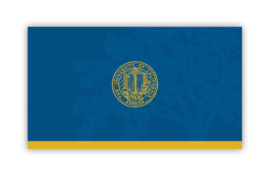 a blue business card back bearing the UC Davis seal is shown