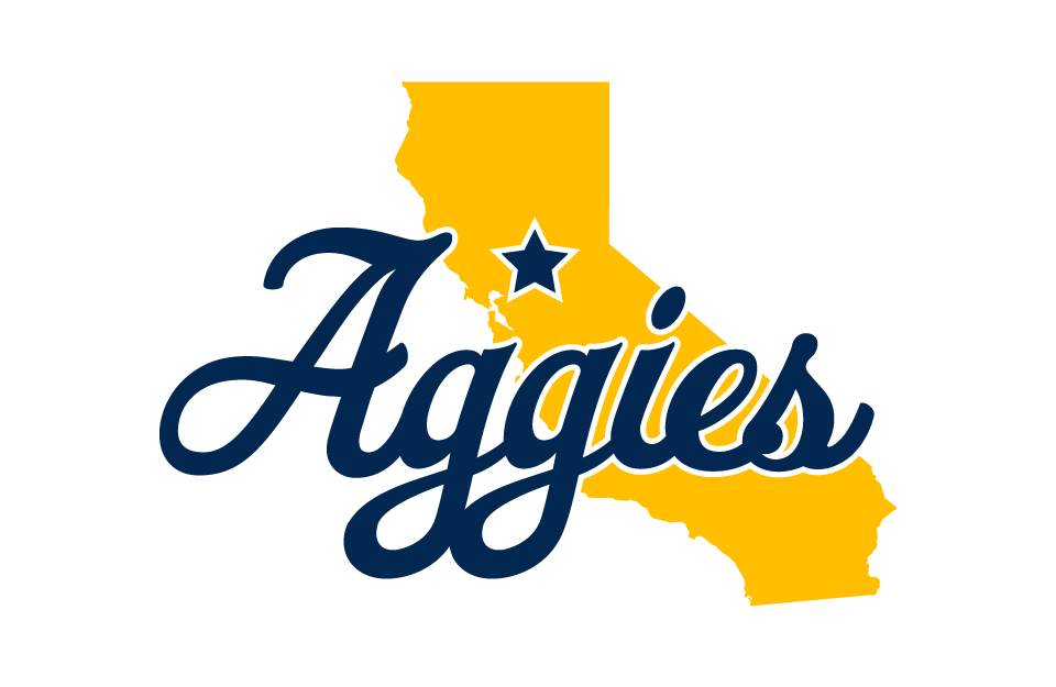 Aggies script mark with California map