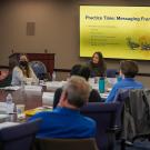 people in a discussion at a Communicators training event at UC Davis